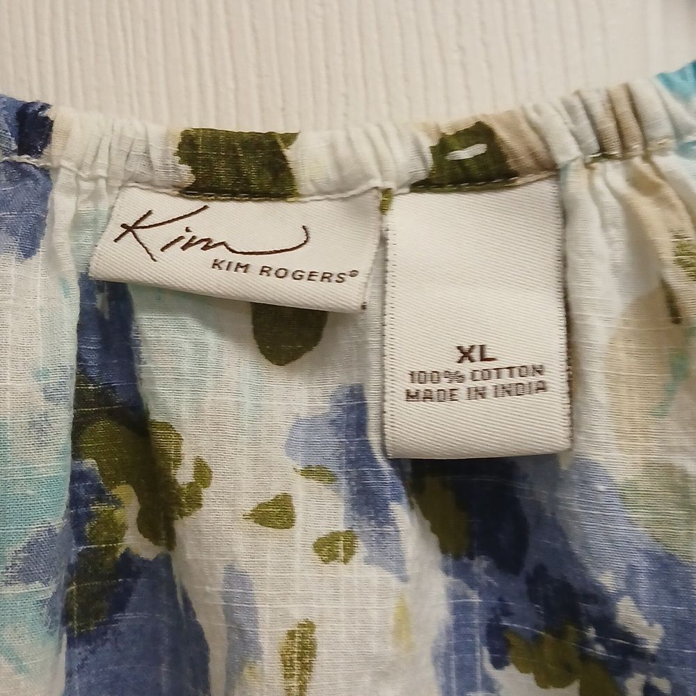 KIM ROGERS Floral Print Layered Women's Top Size XL Blue/White - Picture 4 of 6